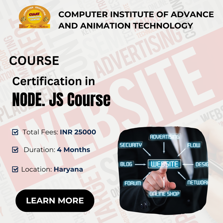 Certification in NODE. JS Course at Computer Institute of Advance & Animation Tech, Haryana - Other